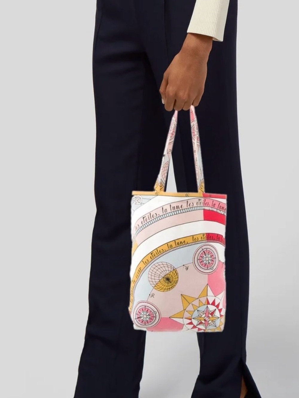Tory Burch Constellation canvas Tote
Bag Pink White Small